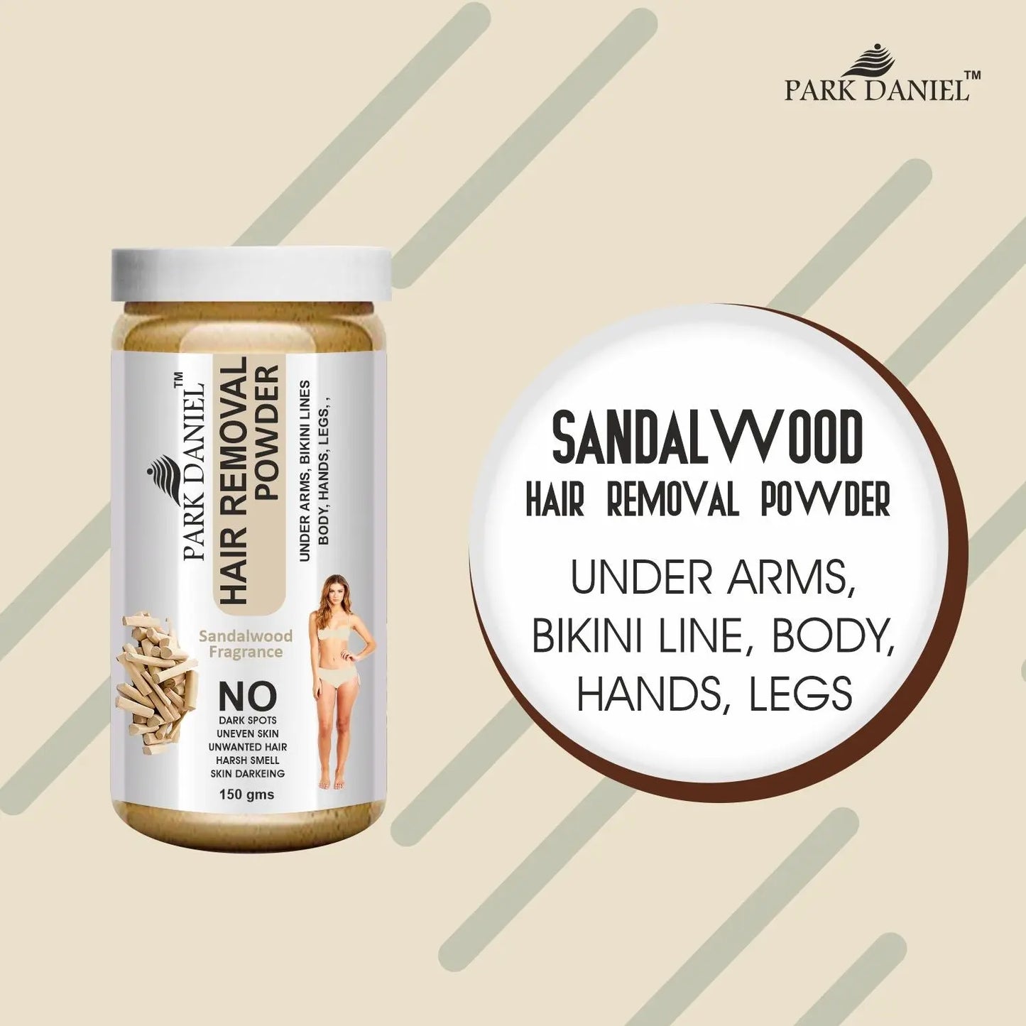 Park Daniel Natural Sandalwood Fragrance Hair Removal Powder- For Easy Hair Removal (Three in one Use)(150gm) - Youth Upgrade Shop