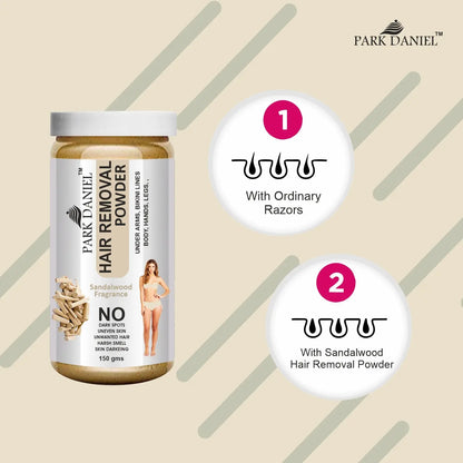 Park Daniel Natural Sandalwood Fragrance Hair Removal Powder- For Easy Hair Removal (Three in one Use)(150gm) - Youth Upgrade Shop
