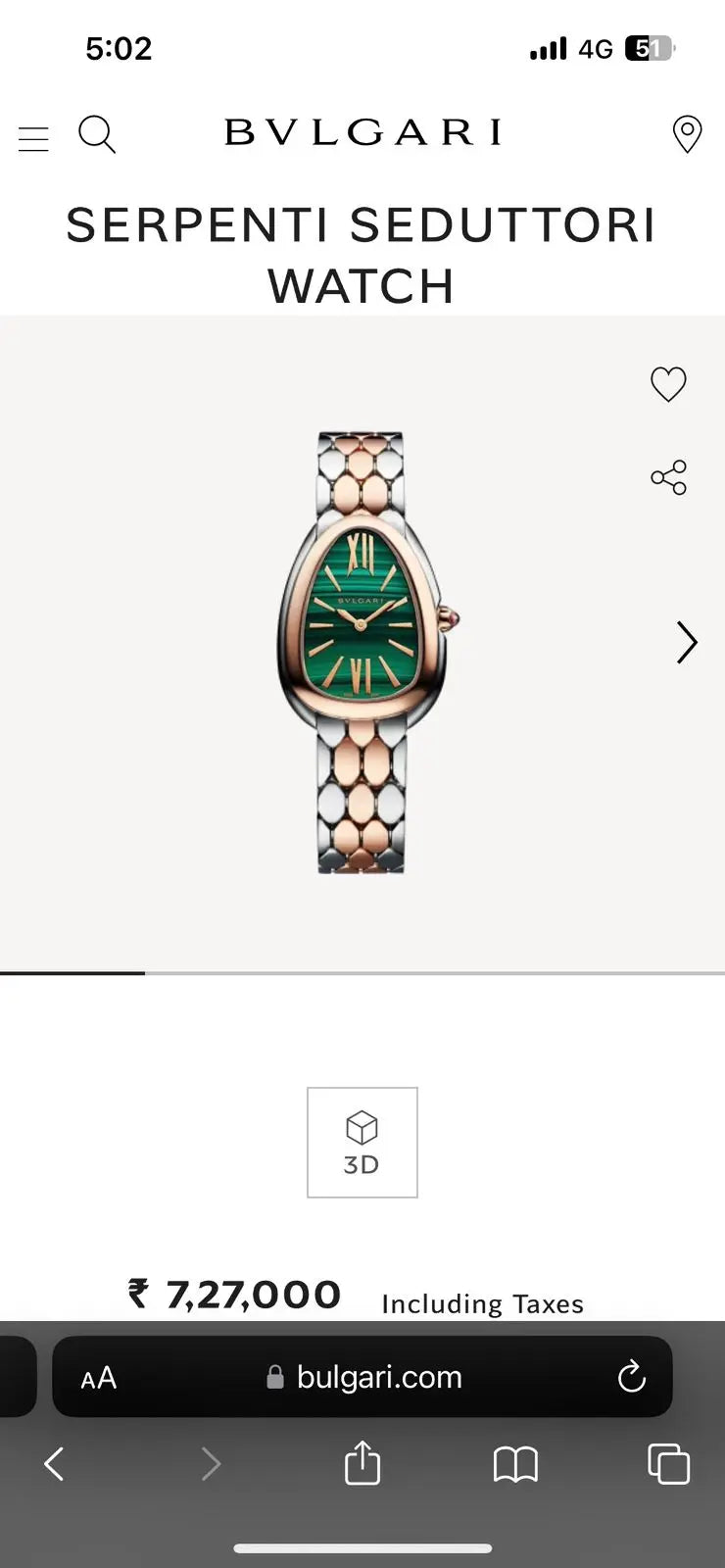 BVLGARI SERPENTI SEDUTTORI Analog Watch For Women Billioniare