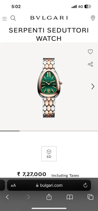 BVLGARI SERPENTI SEDUTTORI Analog Watch For Women Billioniare